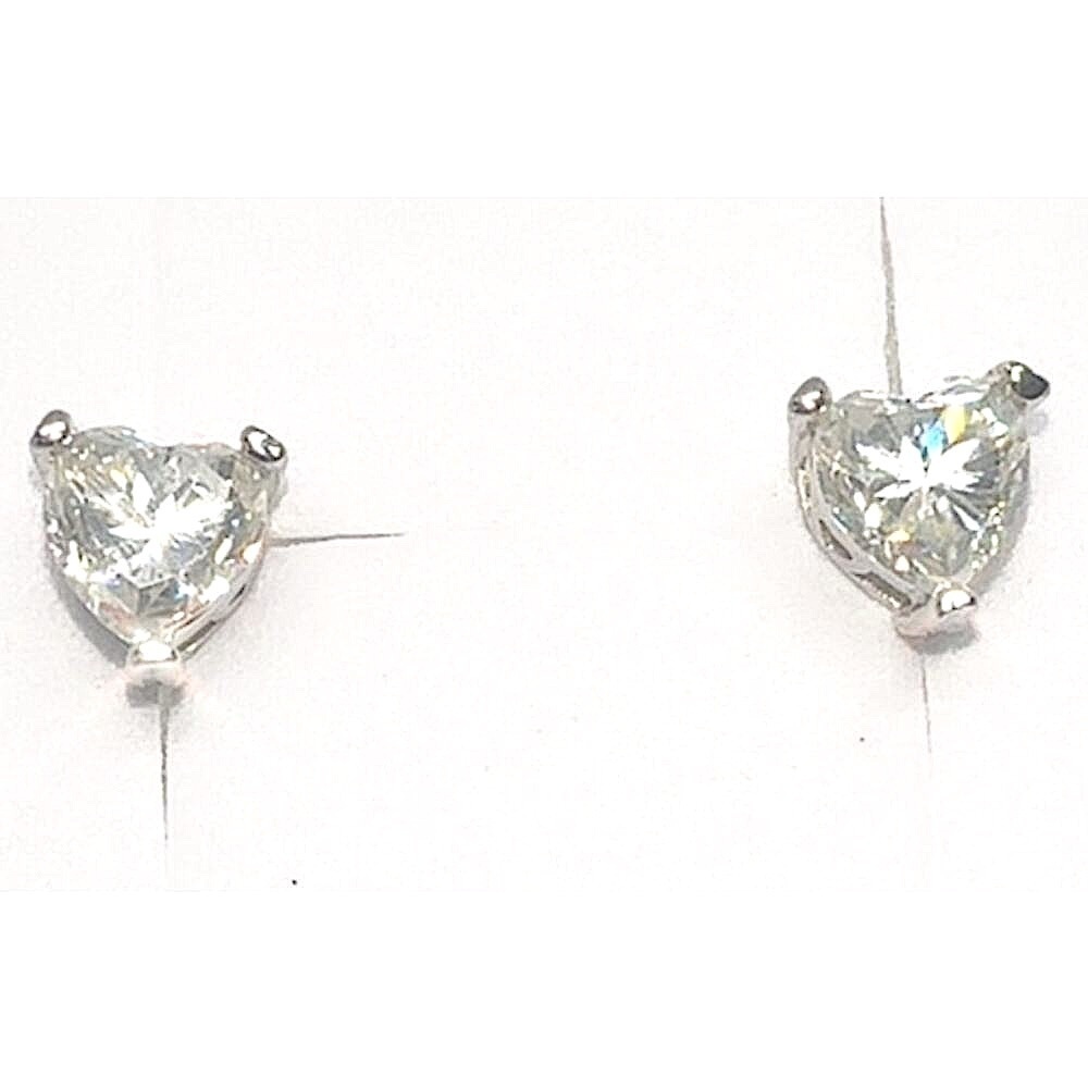 Moissanite Heart Cut Stud Earrings 925 Silver GRA Certified - Picture 2 of 5